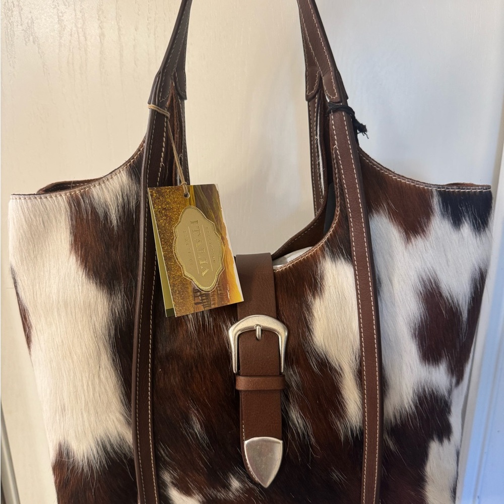 Cavalcanti Brown and White Cowhide Tote Bag